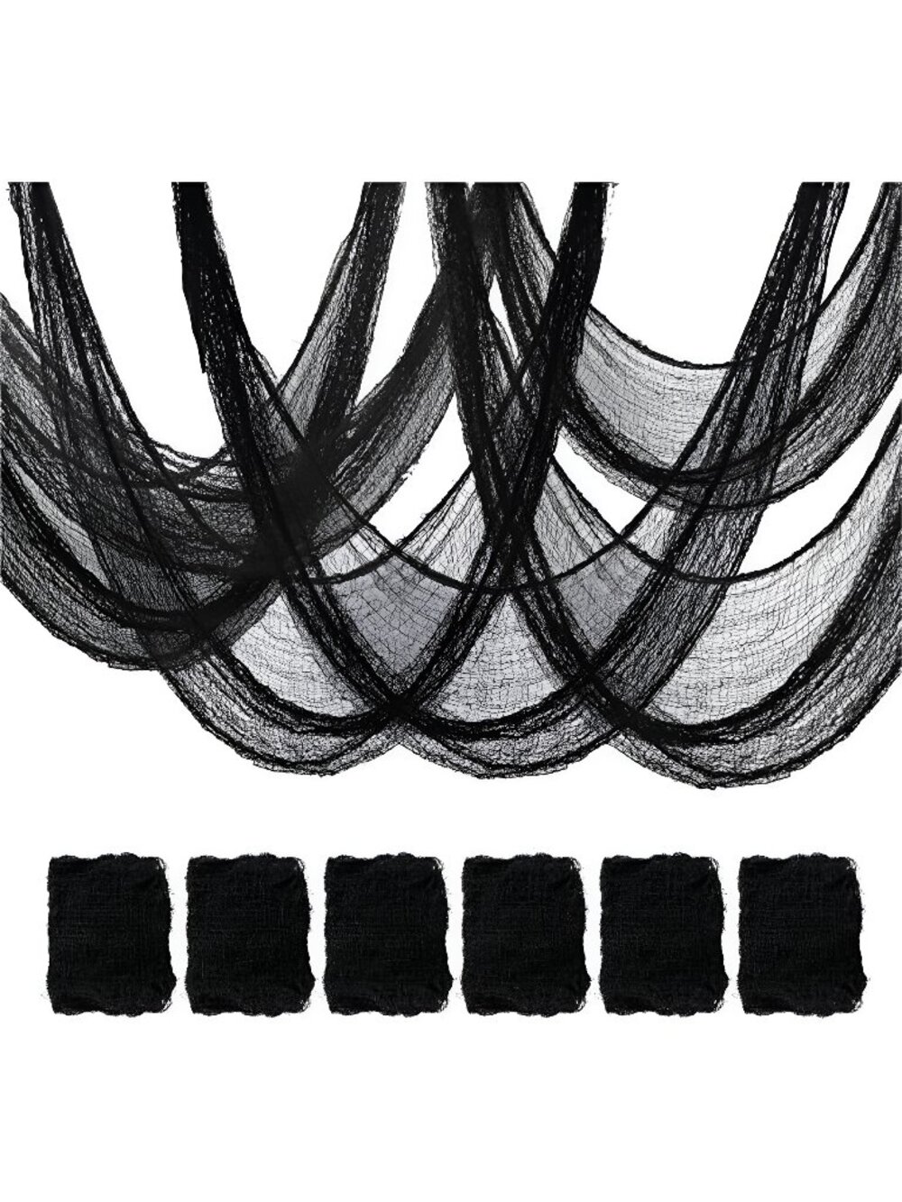 6 Pack Black Halloween Creepy Cloth (30 x 72 Inch), Halloween Gauze Creepy Gauze